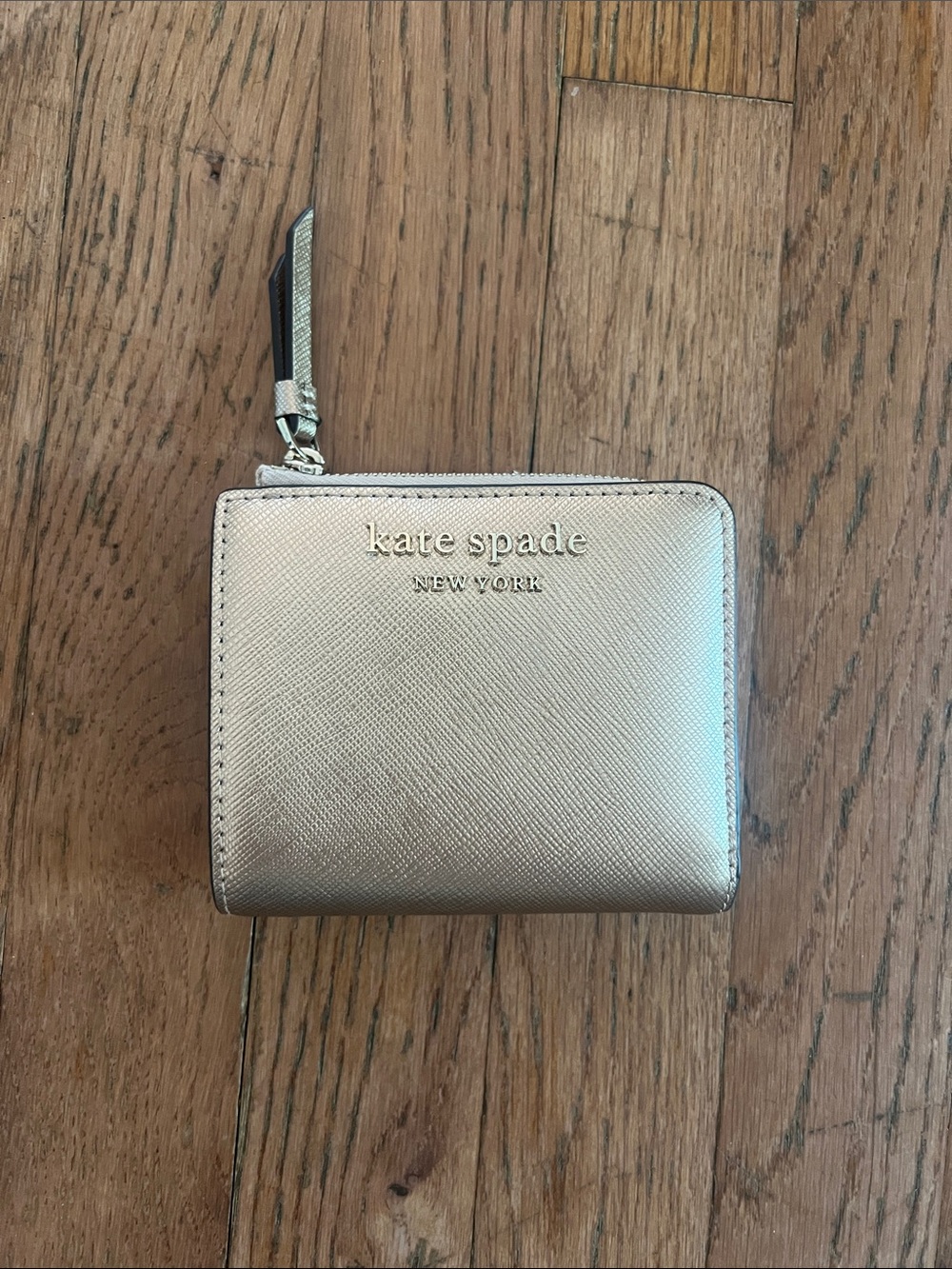 kate spade rose gold Metallic Zip Around Coin Wallet